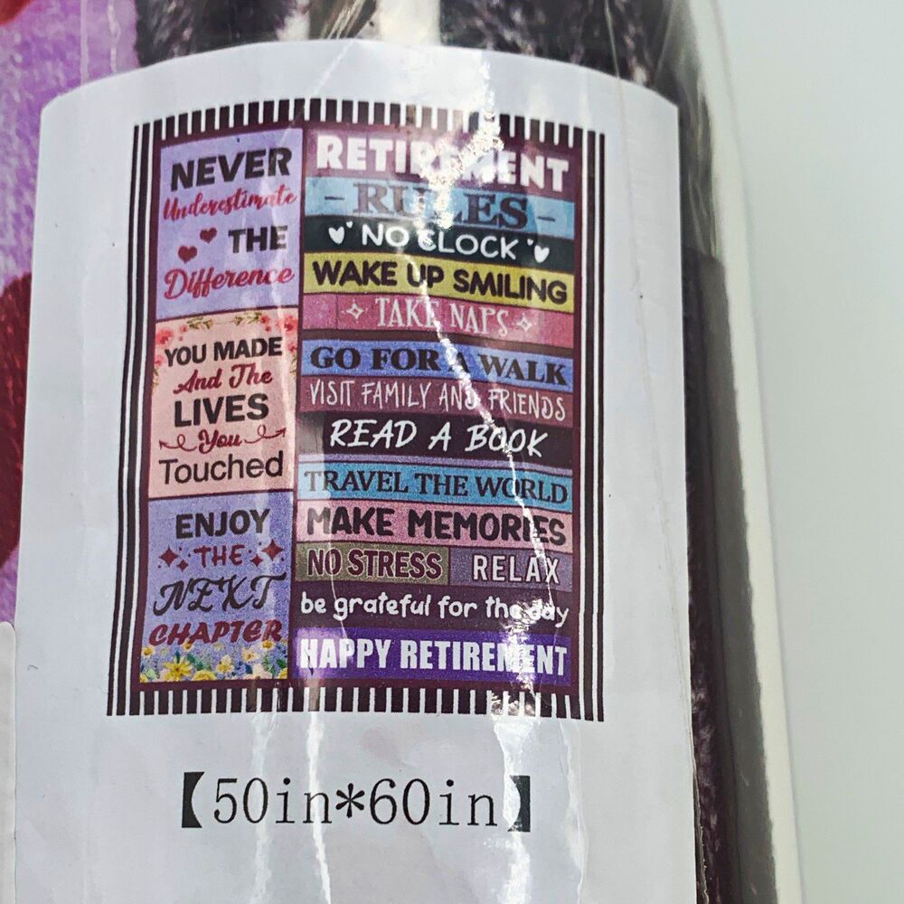 Retirement Rules Happy Retirement Throw Blanket 50 x 60 Purple Red Hearts